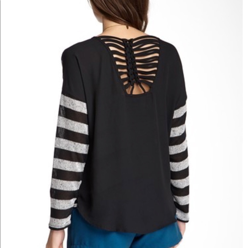 Blu Pepper - Mine Braided Striped Sweater Blouse